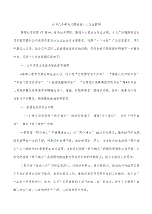 公司六个带头对照检查个人发言提纲.docx