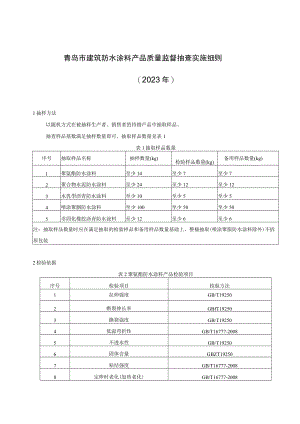 青岛市建筑防水涂料产品质量监督抽查实施细则2023年.docx