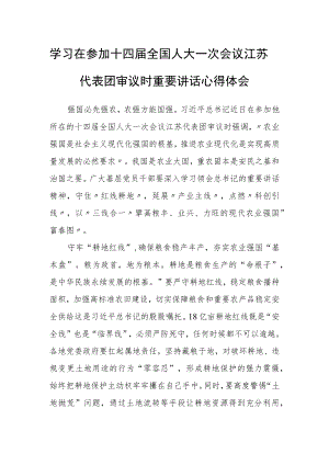 基层党员学习领会2023年在参加十四届全国人大一次会议江苏代表团审议时重要讲话精神心得体会范文【3篇】.docx