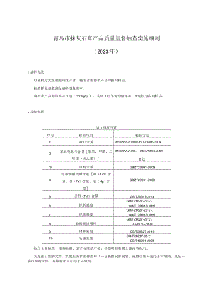 青岛市抹灰石膏产品质量监督抽查实施细则2023年.docx