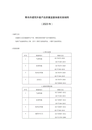 青岛市建筑外窗产品质量监督抽查实施细则2023年.docx