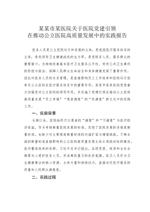 某某市某医院关于医院党建引领在推动公立医院高质量发展中的实践报告.docx