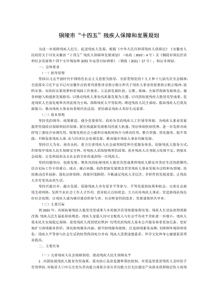 铜陵市“十四五”残疾人保障和发展规划.docx