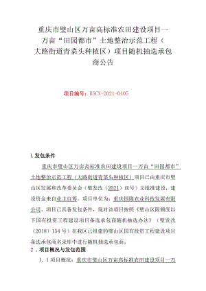 重庆市璧山区万亩高标准农田建设项目－万亩“田园都市”土地整治示范工程.docx