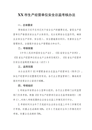 XX市生产经营单位安全总监考核办法.docx