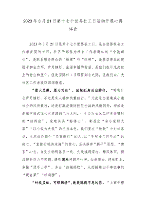 2023年3月21日第十七个世界社工日活动开展心得体会.docx