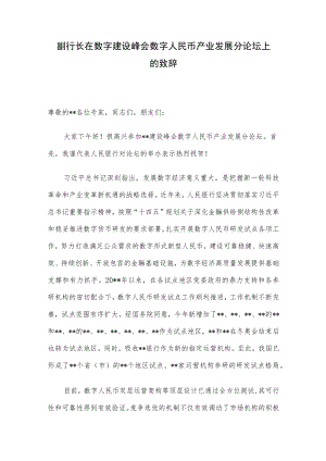 副行长在数字建设峰会数字人民币产业发展分论坛上的致辞.docx