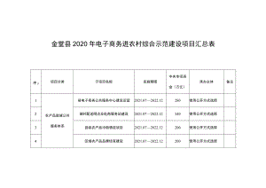 金堂县2020年电子商务进农村综合示范建设项目汇总表.docx