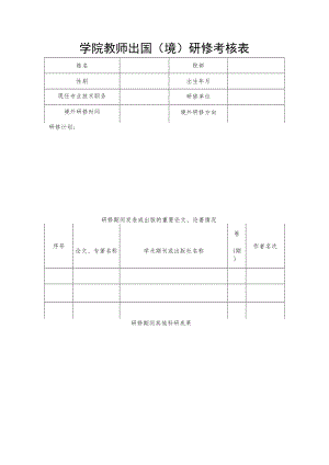 学院教师出国（境）研修考核表.docx
