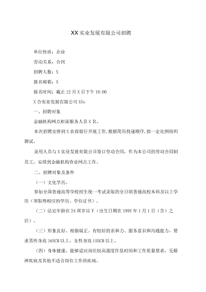 XX实业发展有限公司招聘.docx