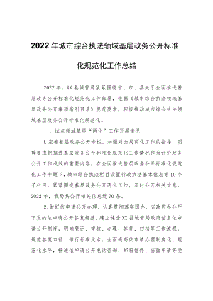 2022年城市综合执法领域基层政务公开标准化规范化工作总结.docx