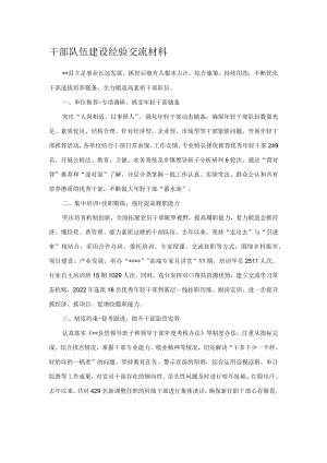 干部队伍建设经验交流材料.docx