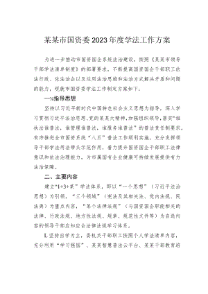 某某市国资委2023年度学法工作方案.docx