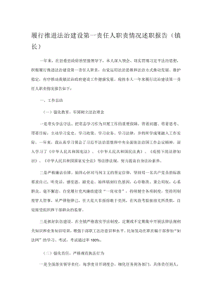履行推进法治建设第一责任人职责情况述职报告（镇长）.docx