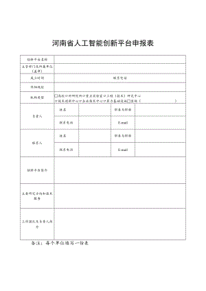 河南省人工智能创新平台、重点企业、优势产品和应用案例申报表.docx