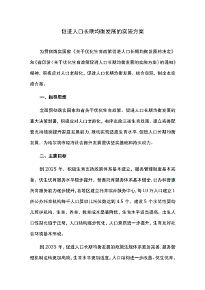 促进人口长期均衡发展的实施方案.docx