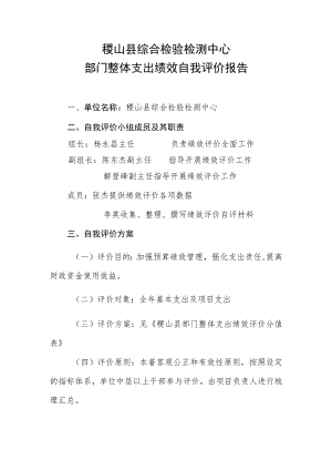 稷山县综合检验检测中心部门整体支出绩效自我评价报告.docx