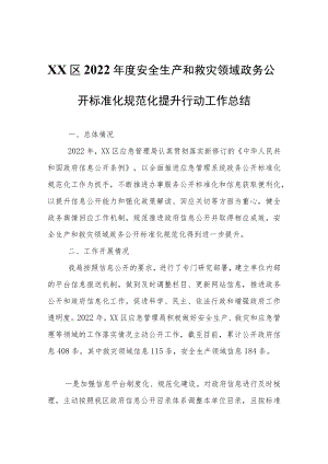 XX区2022年度安全生产和救灾领域政务公开标准化规范化提升行动工作总结.docx
