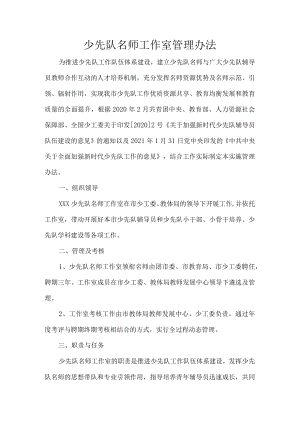 少先队名师工作室管理办法.docx