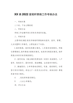 XX镇2022度秸秆禁烧工作考核办法.docx