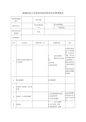 福建师范大学协和学院科研项目经费预算表.docx