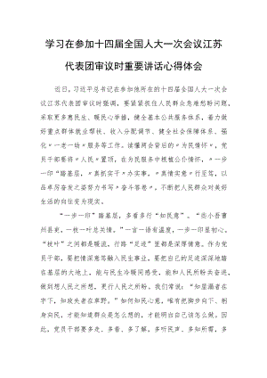 普通党员学习在参加十四届全国人大一次会议江苏代表团审议时重要讲话精神心得感想研讨发言范文【3篇】.docx