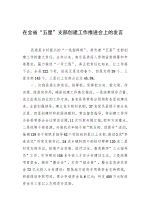 在全省“五星”支部创建工作推进会上的发言.docx
