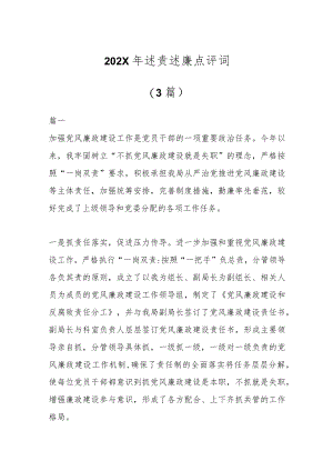 (3篇)202X年述责述廉点评词.docx