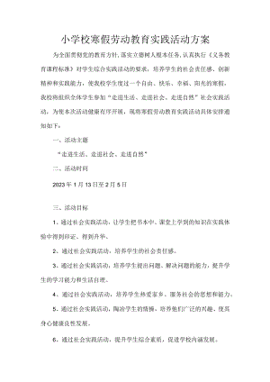 小学校寒假劳动教育实践活动方案.docx