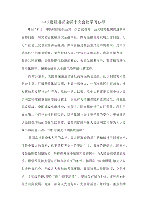 中央财经委员会第十次会议学习体会.docx