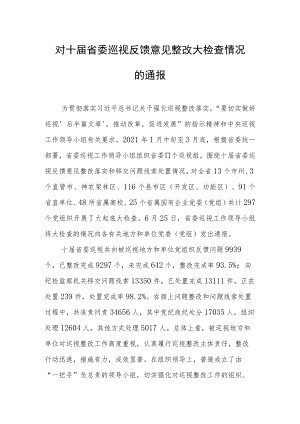 xx省十届省委巡视反馈意见整改大检查情况的通报.docx