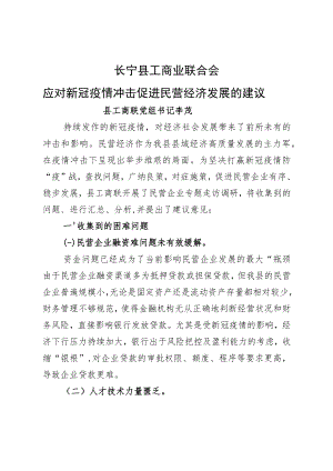 应对新冠疫情冲击促进民营经济发展的建议.docx