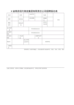 X省物资现代物流集团有限责任公司招聘报名表.docx