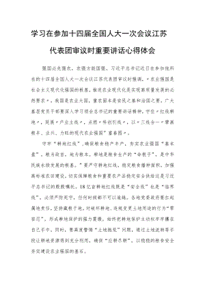 （5篇）普通党员学习领会2023年在参加十四届全国人大一次会议江苏代表团审议时重要讲话精神心得感想研讨发言范文.docx