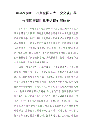 （3篇）国企机关党员干部学习领会在参加十四届全国人大一次会议江苏代表团审议时重要讲话精神心得感想材料.docx