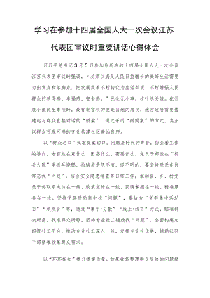 政府机关干部学习领会在参加十四届全国人大一次会议江苏代表团审议时重要讲话精神心得感想研讨发言材料【3篇】.docx
