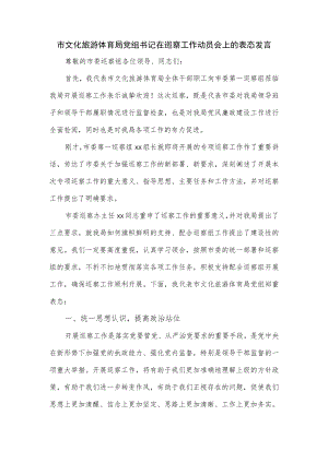 市文化旅游体育局党组书记在巡察工作动员会上的表态发言.docx