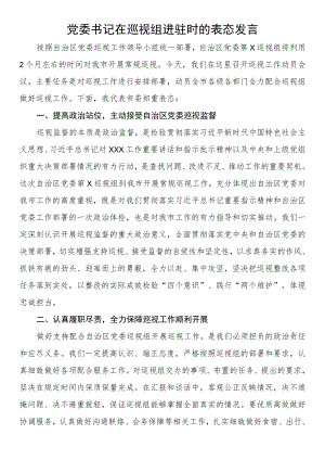 党委书记在巡视组进驻时的表态发言.docx