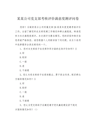 某某公司党支部考核评价满意度测评问卷.docx