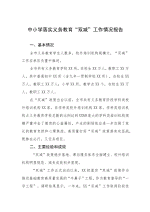 中小学落实义务教育“双减”工作情况报告.docx