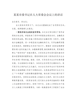 某某市委书记在人大常委会会议上的讲话.docx