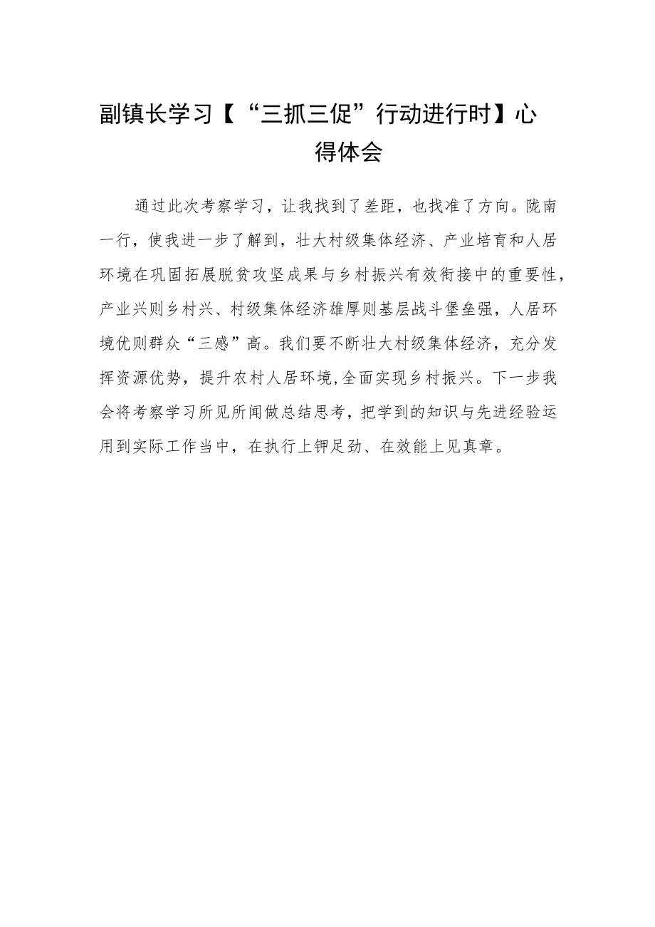 副镇长学习【“三抓三促”行动进行时】心得体会.docx_第1页