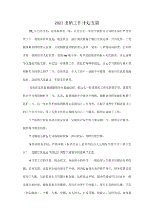 2023出纳工作计划五篇.docx