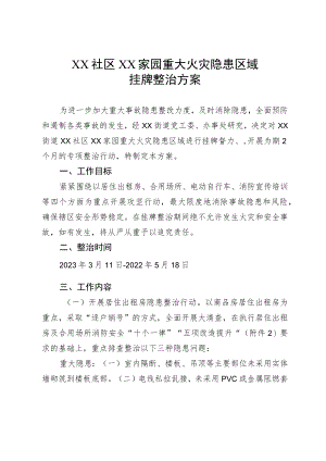 XX社区XX家园重大火灾隐患区域挂牌整治方案.docx