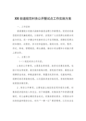 XX街道规范村务公开暨试点工作实施方案.docx
