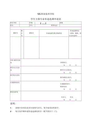 XX职业技术学院学生主修专业补退选课申请表.docx