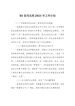 XX县司法局2023年工作计划.docx