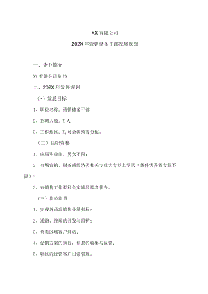 XX有限公司202X年营销储备干部发展规划.docx