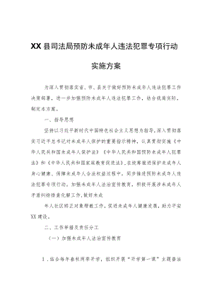 XX县司法局预防未成年人违法犯罪专项行动实施方案.docx