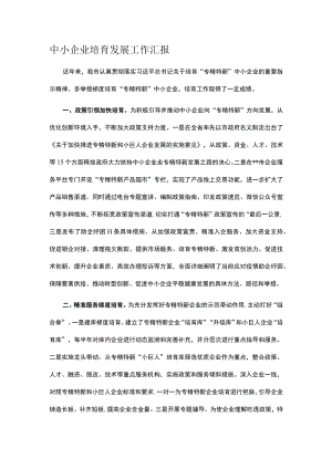 中小企业培育发展工作汇报.docx